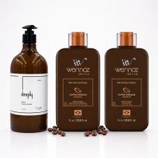 Набір кератину Wennoz Brasil Coffee Premium Keratin та Deeply Medium Cleansing Shampoo 7.3 pH, 3x1000 мл