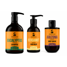 Набір чоловічий Barber Blend Eucalyptus & Bergamot & Arizona – комплексний догляд для волосся та тіла, 500/300/100 мл