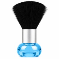 Щітка-змітка Beauty Tool волосся з шиї після стрижки для перукаря барбера прозоро синім тримачем, 10х5 см