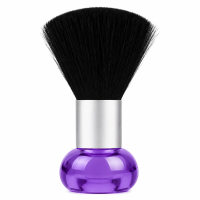 Щітка-змітка Beauty Tool волосся з шиї після стрижки для перукаря барбера прозоро фіолетовим тримачем, 10х5 см