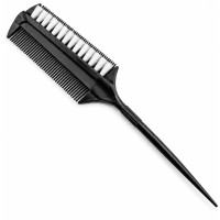 Гребінець універсальний перукарський Beauty Tools для начісування та зачісок з білою щетиною, чорний, 22 см