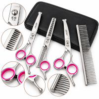 Набір безпечних ножиць для грумінгу Beauty Tools у сумочці з гребінцем для котів і собак, 5 предметів