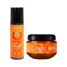 Набор Karseell BNC Argan DUO-3 коллагеновая маска и несмываемый спрей для поврежденных волос, 550/200 мл