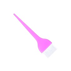 Кисточка для окрашивания волос широкая с длинной белой щетиной розовая, 22 см