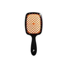 Janeke Продувная широкая расческа для укладки волос и сушки феном Superbrush Plus Hollow Comb черная ручка с оранжевыми зубчиками