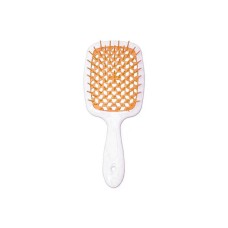 Janeke Продувний широкий гребінець для укладання волосся та сушіння феном Superbrush Plus Hollow Comb біла ручка з помаранчевими зубчиками