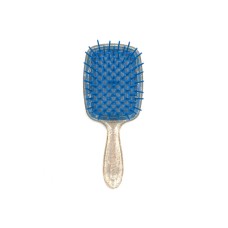 Janeke Продувная расческа для укладки и сушки феном Superbrush Plus Hollow Comb прозрачная с блестками ручка с синими зубчиками