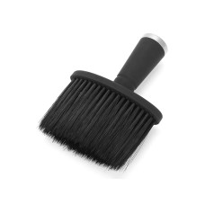 Щетка сметка волос после стрижки для парикмахера, барбера, овал с черной ручкой серебро Barber Shop, 140х100 мм