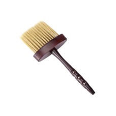 Щітка-змітка волосся з шиї після стрижки для перукаря, барбера овал коричнева ручка дерево, 250 мм