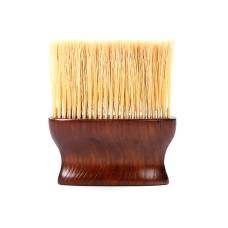 Щітка-змітка волосся з шиї після стрижки Barber-4 для перукаря барбера овал дерев\'яна ручка світла щетина 12.5х12 см