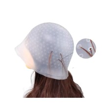 Профессиональная многоразовая силиконовая шапочка для окрашивания и мелирования волос с крючком для колориста