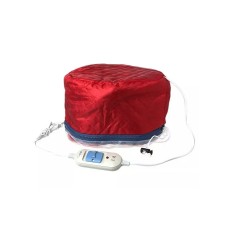 Электрическая тканевая термошапка (сушуар) для масок, ламинирования и лечения волос красная
