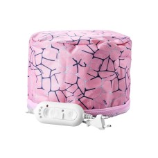 Електрична вінілова термошапка (сушуар) для масок, ламінування та лікування волосся (рожева з павутинкою)