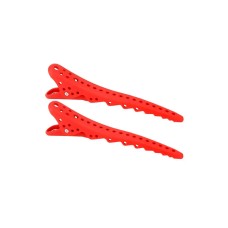 Перукарські кліпси-затискачі для волосся "Акула" пластикові, червоні