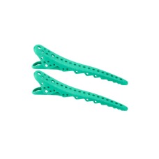Перукарські кліпси-затискачі для волосся "Акула" пластикові, зелені