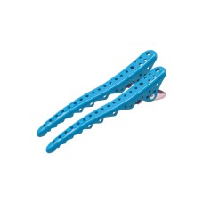 Перукарські кліпси-затискачі для волосся акула металічні 10,3 см блакитні