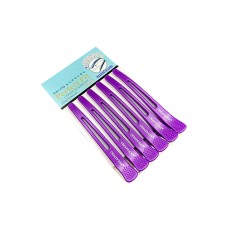 Перукарські кліпси-затискачі для волосся CREATE ION "качка" плоскі пластик/метал 11 см фіолетові