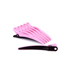Перукарські затискачі для волосся Дельфін 110 мм пластик-метал упаковка 6 шт. рожеві
