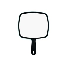 Парикмахерское зеркало для клиента заднего вида квадратное с ручкой одностороннее, 19х21 см